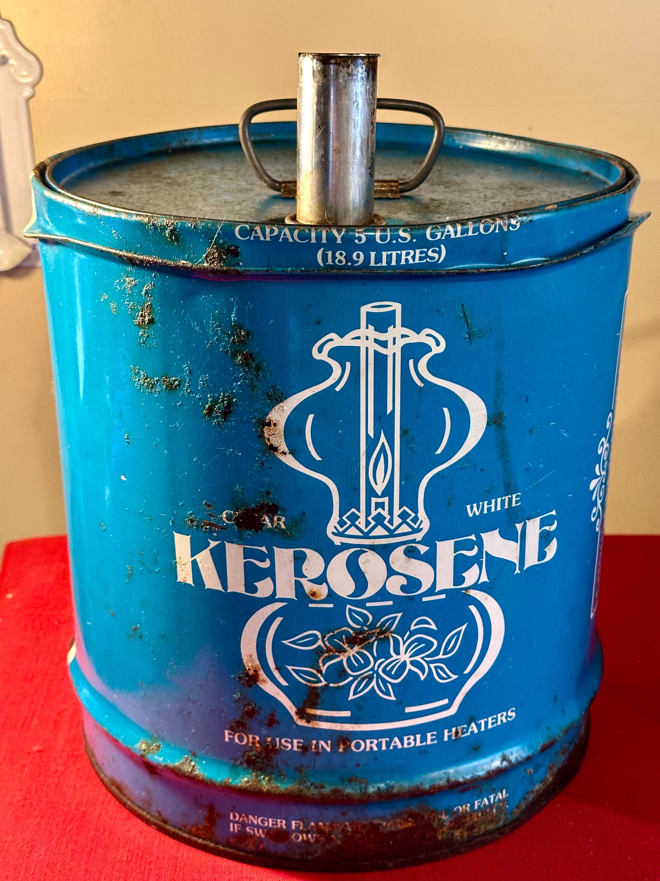 Vintage Metal 5 Gallon Blue and White Kerosene Can, Collectible - Etsy
