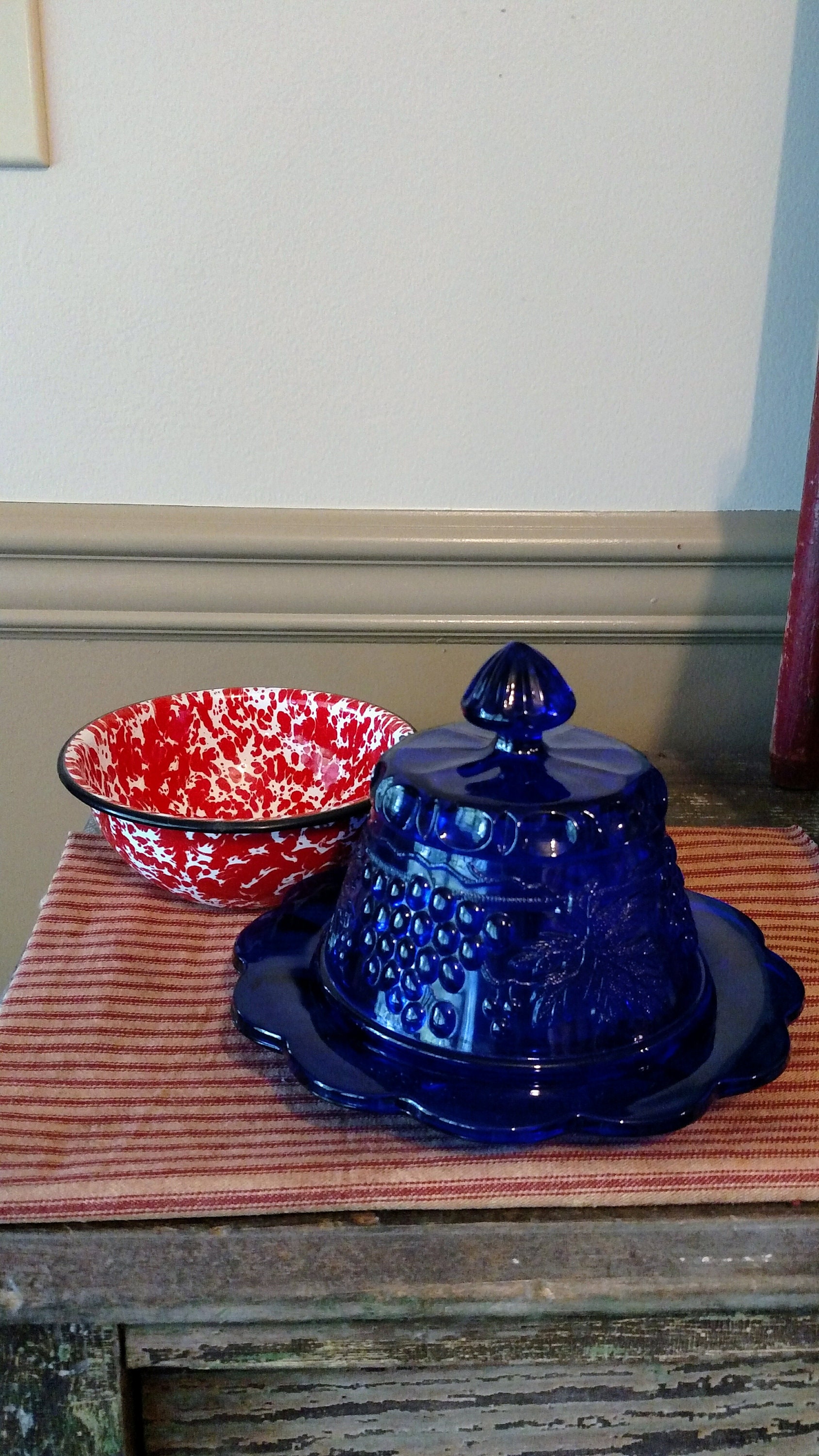 Cobalt blue top butter dish