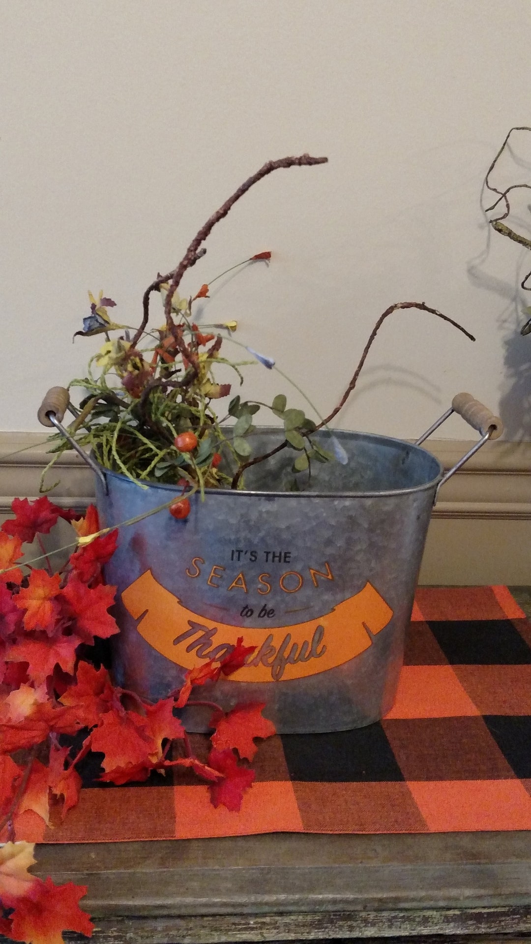 Galvanized Fall Bucket, It's the Season to Be Thankful, Harvest, Autumn ...