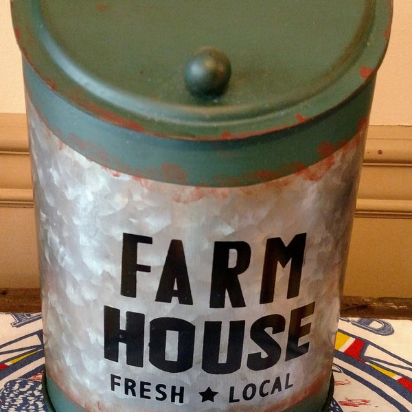 Metal Farmhouse Container, Storage, Farmhouse, Country, Wall Decor, Table, Metal