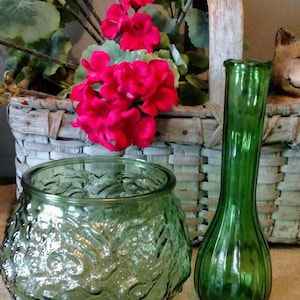 2 Pieces of Vintage Green Glass, E.O. Brody and P.G.C. Co.