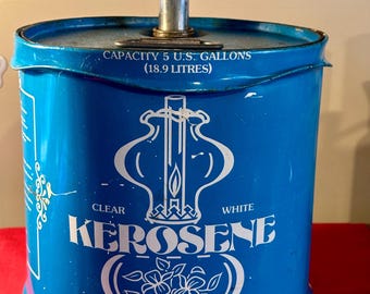 Vintage Metal 5 Gallon Blue and White Kerosene Can, Collectible - Etsy