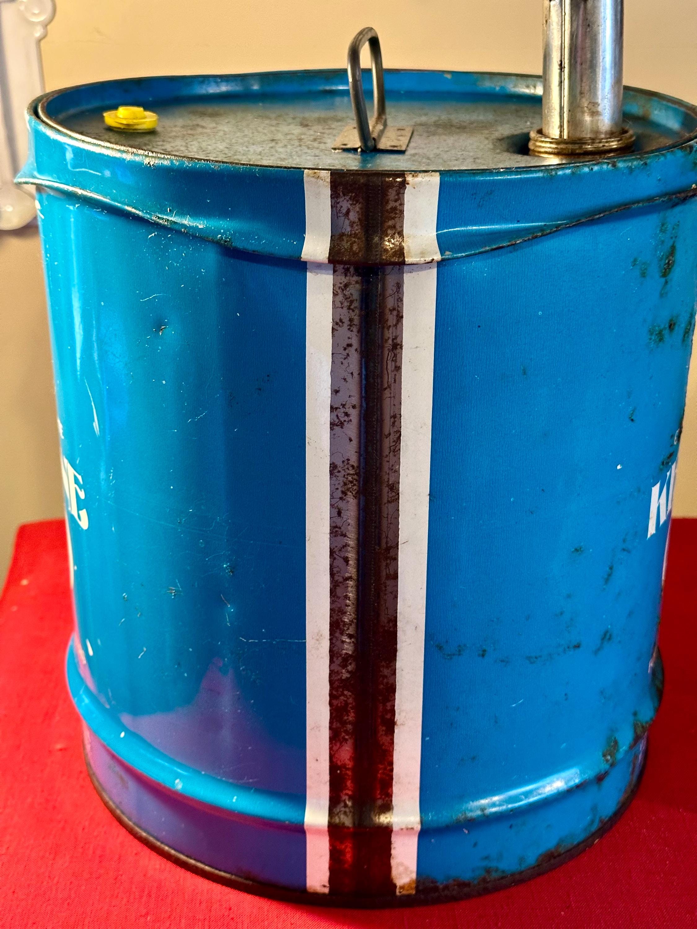 Vintage Metal 5 Gallon Blue and White Kerosene Can, Collectible - Etsy