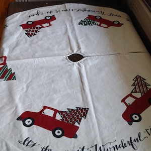 Red Truck Christmas Tree Skirt, Christmas, Tree Decor, Holiday, Christmas Tree