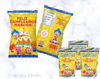 Plim plim Chip Bag, Digital File, plim plim el payaso, chip bag printable, Plim plim party, plim plim party labels
