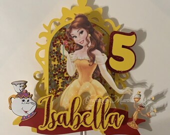 Princess Belle, Beauty and the Beast cake topper, Belle cake topper, Beauty and the Beast party, Princess theme