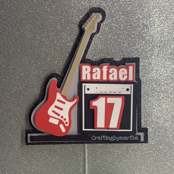 Musician birthday, Guitar cake topper, Guitar birthday cake topper