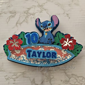 Geburtstag Cake Topper mit 3D Blume Tortendekoration lio & Stitch