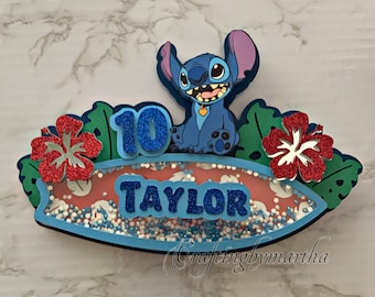 Stitch Cake Topper, Stitch cake topper shaker, Stitch party, Hawaiian party, cake topper shaker