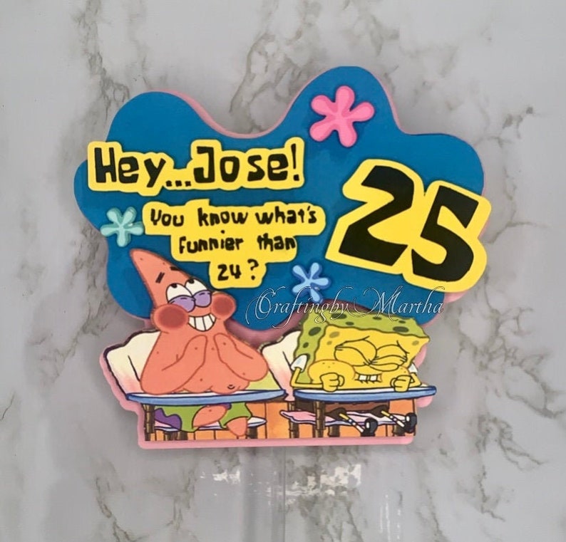 Spongebob Cake Topper Cake Topper Spongebob Party 25th Etsy