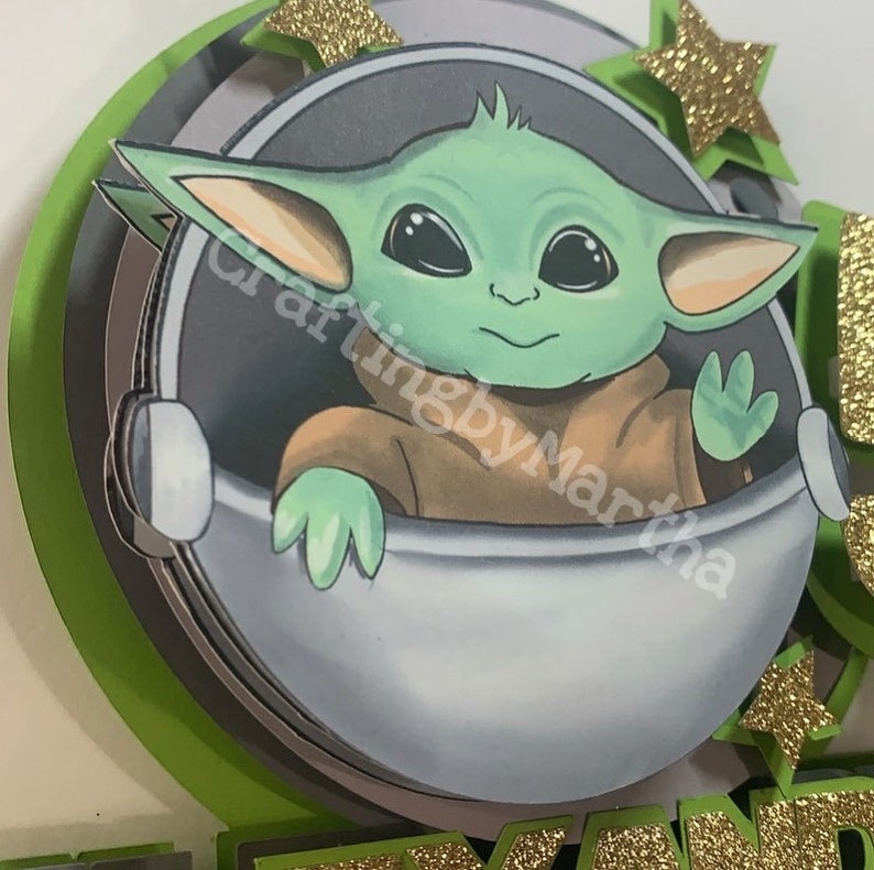 Baby Yoda Cake Topper Baby Yoda party The Mandalorian Star Etsy