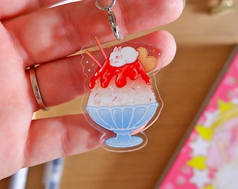 BUNNY KAKIGORI - Keychain / Digital Art, Illustration, bunnies, ice cream, small keychain, rabbit