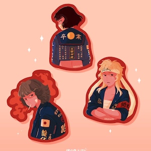 3 pezzi SUKEBAN STICKER PACK / adesivi, arte digitale, illustrazione, kawaii, stazionario, sukeban, banda di ragazze, diario, Giappone