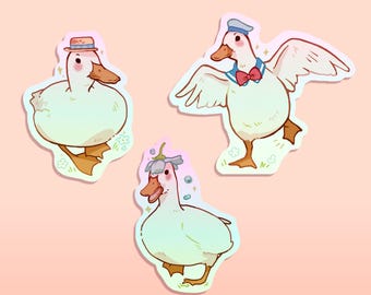 Zestaw naklejek Duckie Friends – holograficzne naklejki Cottagecore Duck