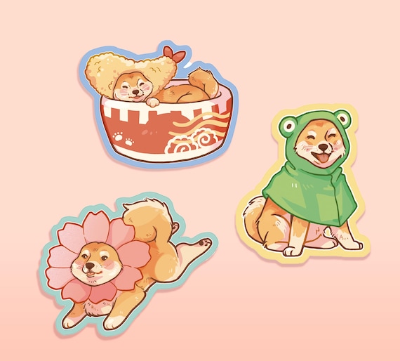 SHIBA INU - 3 pcs Sticker Pack / stickers, Digital Art, Illustration, shiba dog, Stationary, dog lover, cute, journaling