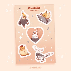 FOGLIO ADESIVO CALOPATIE/ Adesivi, Uccelli, Arte digitale, Illustrazione, Animali carini, Cancelleria, Uccelli divertenti, bullet journal, journaling