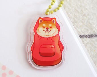 STUCK SHIBA INU - sleutelhanger / digitale kunst, illustratie, doge, gachapon, kleine sleutelhanger, hondenliefhebber
