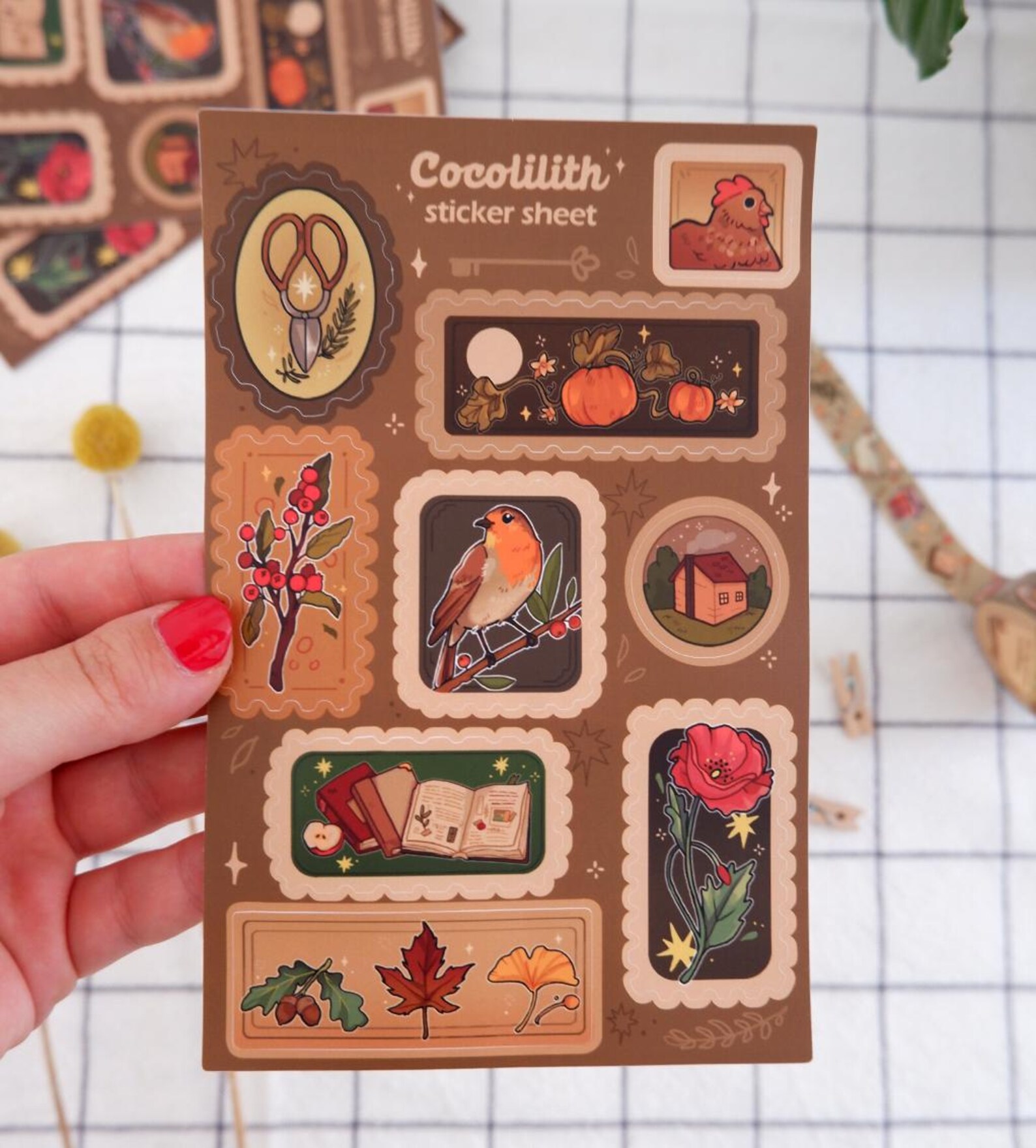Cottagecore Illustration Sticker Sheet, Cozy Art, Planner Stickers - Etsy