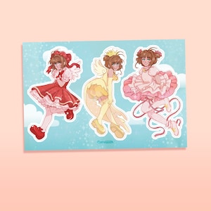 SAKURA CARD CAPTOR - Holo stickervel / stickers, digitale kunst, illustratie, sakura, stationair, magisch meisje, bullet journal, journaling