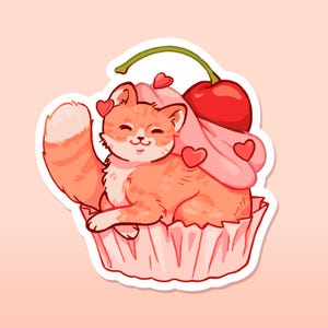 CUPCAKE CAT - sticker mat, art numérique, illustration, papeterie, bullet journal, journalisation