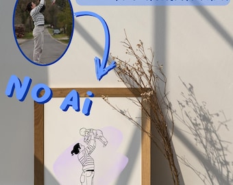 Verwandeln Sie Ihr Lieblingsfoto in ein zeitloses Familienporträt | Individuelle digitale Illustration / Personalisierte Familienzeichnung, Geschenkzeichnung