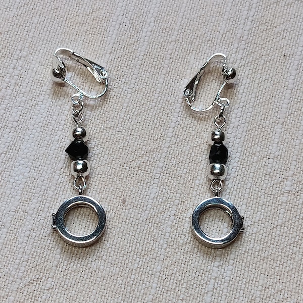 Clips d'oreilles sportifs avec petites créoles, boucles d'oreilles en perles et créoles, boucles d'oreilles longues avec créoles et cristal, avec clip en silicone