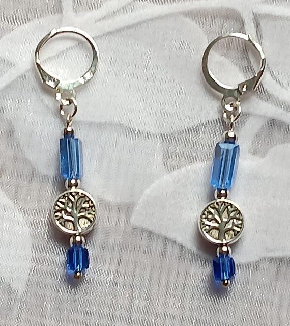 Boucles d'oreilles argent du Maroc et verre de Boheme bleu