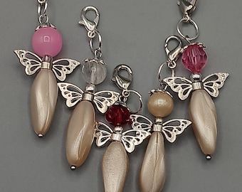 Angel pendant gifts/handmade angel pendants/beaded lucky charm angels/angel talismans for young and old/beaded angels in a set of 5