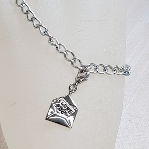 Pulsera con dijes de letra, cadena de bordillo de 19,5 cm, pulsera con letra colgante con dijes, pulsera con dijes con colgante "TE AMO", pulsera romántica