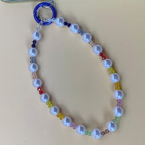 Mobile phone chain handmade, short mobile phone chain, mobile phone strap beads white colorful, mobile phone strap beads short, mobile phone bead pendant, accessories for mobile phone