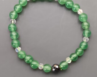 Handmade aventurine bracelet/lucky bracelet with aventurine/natural and healing stones aventurine/pearl bracelet with aventurine and hematite