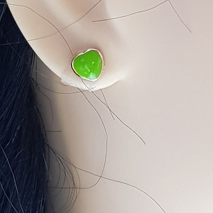 Children&#39;s heart earrings, gold-plated, green hearts, shiny earrings for girls, earrings for girls, heart earrings green-gold