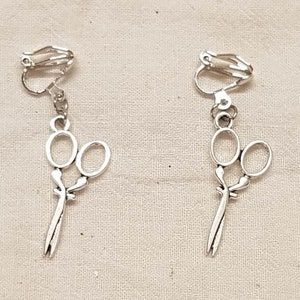 Jewelry set scissors, ear clips scissors with necklace scissors, silver-plated, for hairdresser or tailor
