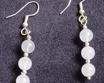 Pearl earrings rose quartz/earrings with rose quartz/noble earrings with rose quartz pearls/earrings rose quartz with ear hooks handmade