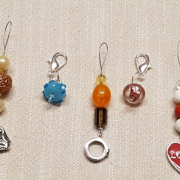 5 different stitch markers, knitting and crocheting, marking, needlework, bead markers, sold separately