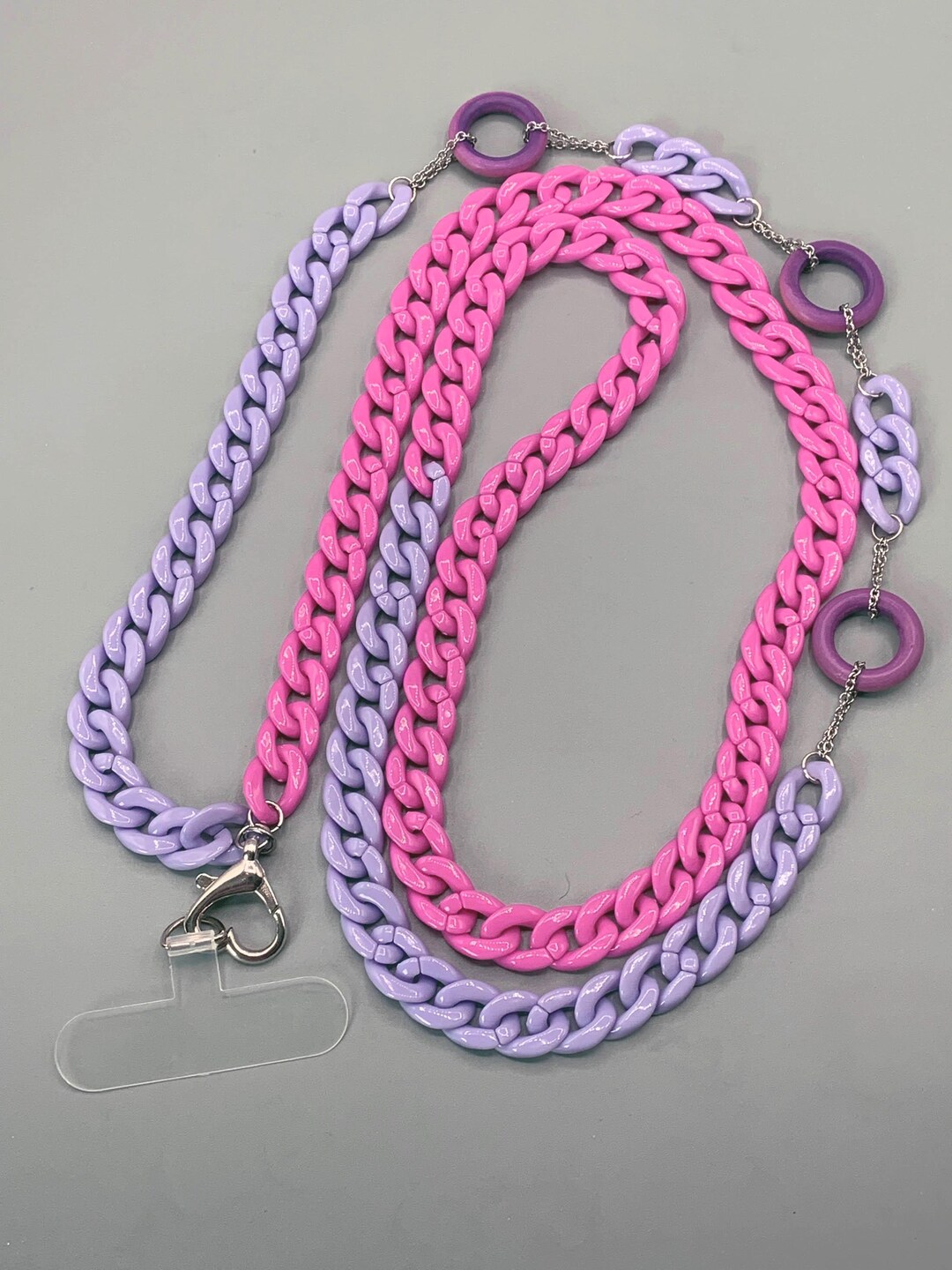 Handmade Mobile Phone Chain, Purple and Pink Mobile Phone Chain ...