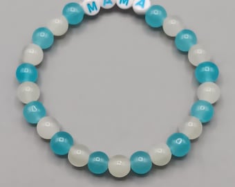 Bracciale elastico per la mamma/Bracciale con perline pastello e mamma/Bracciale elastico da donna color pastello con glitter/Bracciale con perline per la festa della mamma