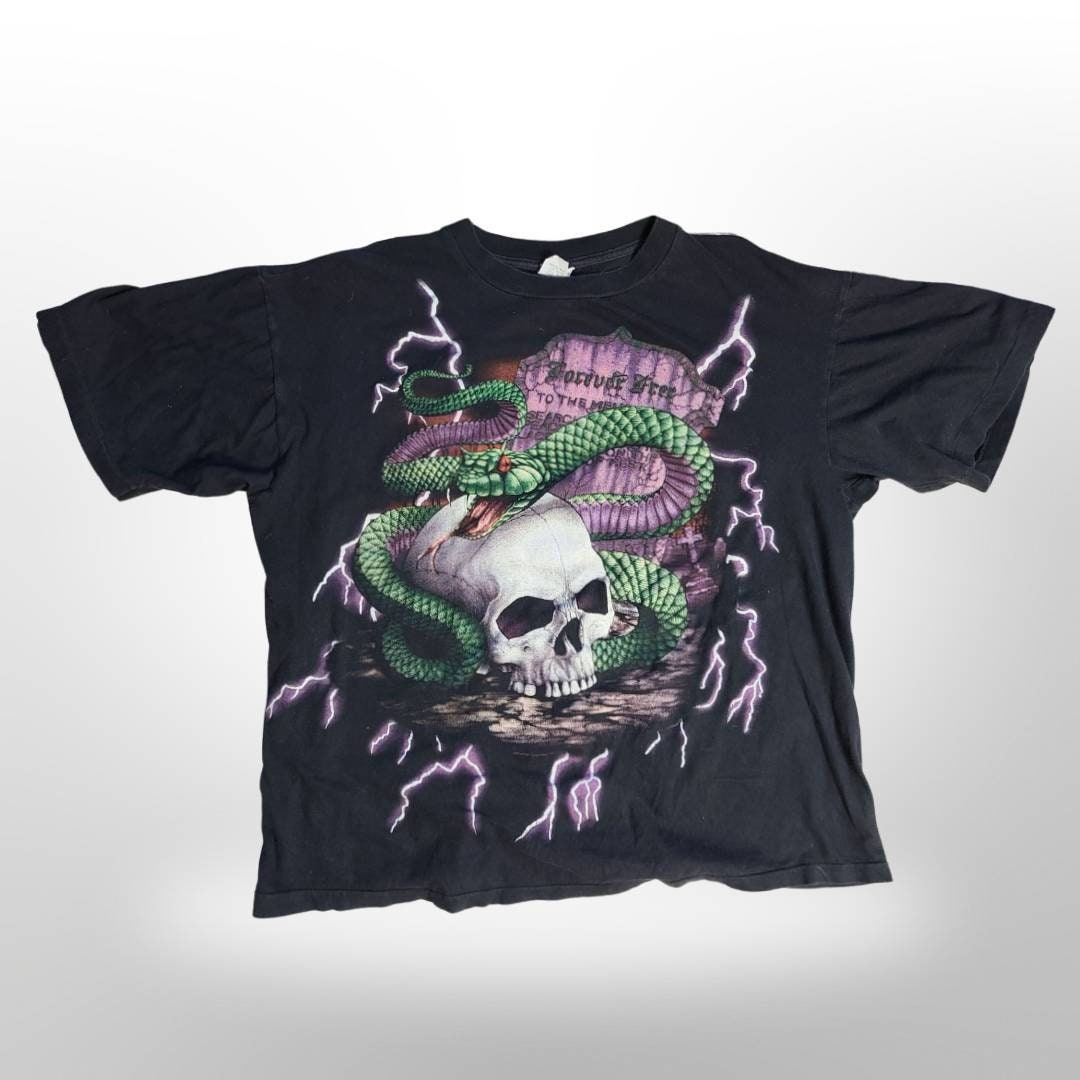 Rare True 90s Vintage VTG American Thunder Skull Tombstone Snake