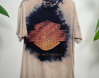 Vtg Harley Davidson Tie Dye Fire Flame Logo T Shirt Custom L - Etsy