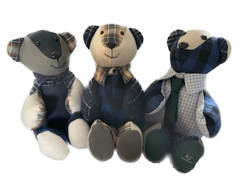 Memory Bear made with your loved ones clothes. Keepsake Bear..