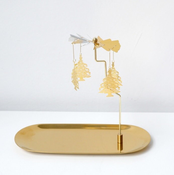 1 set Rotating Candlestick Decoration Candle Tray Golden Etsy