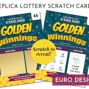 Gratta e Vinci per Annuncio di Gravidanza EURO, Replica del Biglietto Gratta e Vinci Istantaneo della Lotteria, Unico, Notizie sul Bambino, Lotto, Nonni