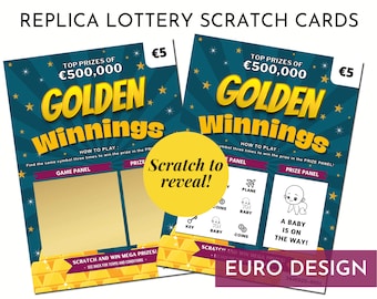 EURO Pregnancy Announcement Scratch Card, Replica Lottery Instant Scratch Ticket, Unique, Baby News, Lotto, Grandparents