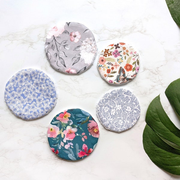 Makeup Remover Pads, Reusable & Washable,  Organic Cotton Bamboo Face Pads, Zero Waste Makeup, Facial Cleansing Rounds, Handmade In UK