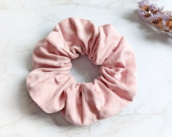 Pink Scrunchies, Cotton Corduroy Scrunchies, Vegan Hair Accessories, Large Scrunchies, Women Hair Ties, Gifts For Her, Handmade In UK