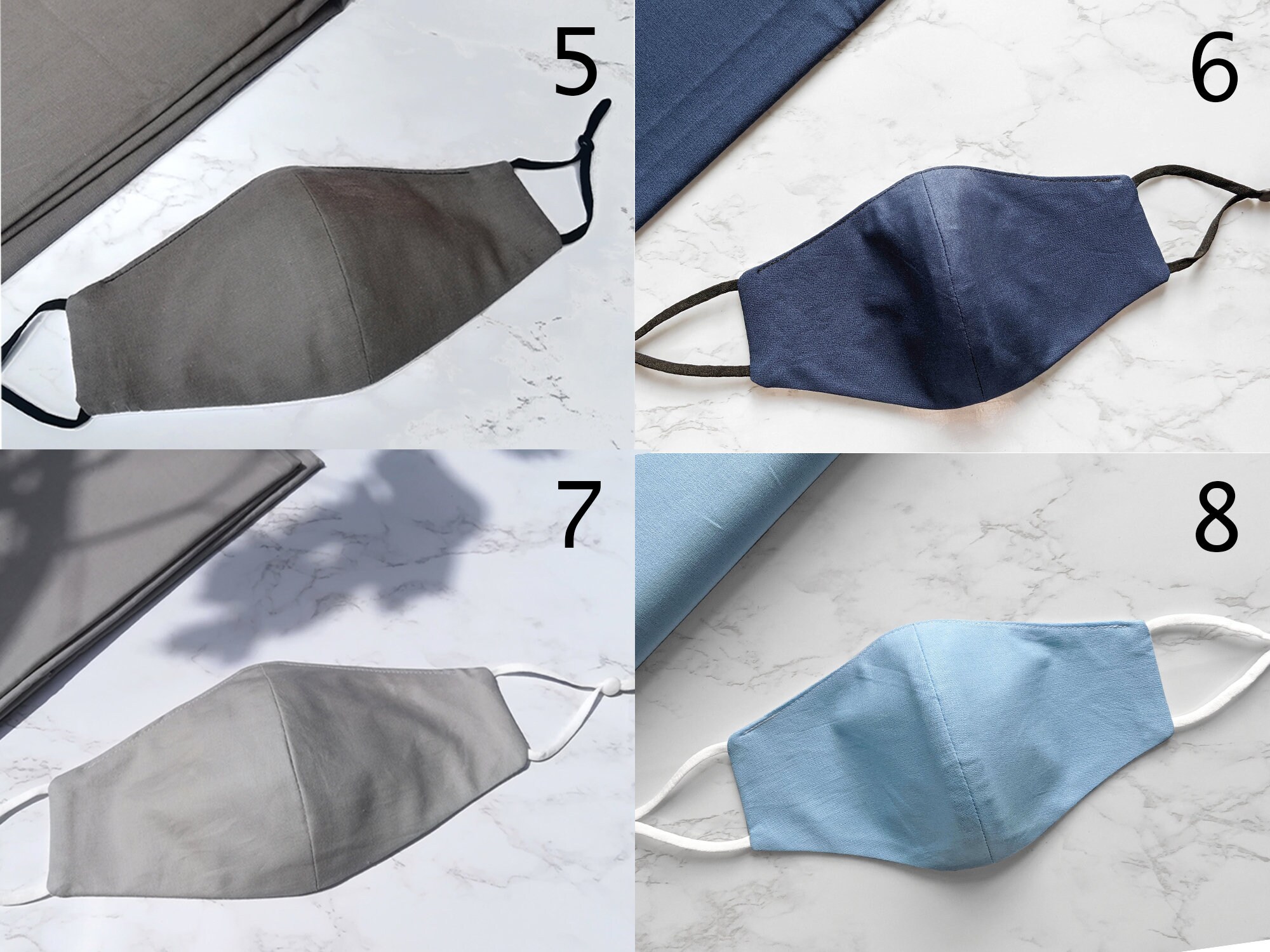 Navy Face Mask UK Pure Cotton Face Mask Triple Layers Etsy UK