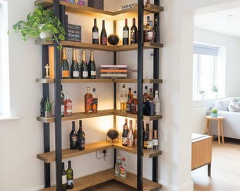 Industrial Rustic Bookcase – Steel Frame, Wood Shelves - Sherwood Corner