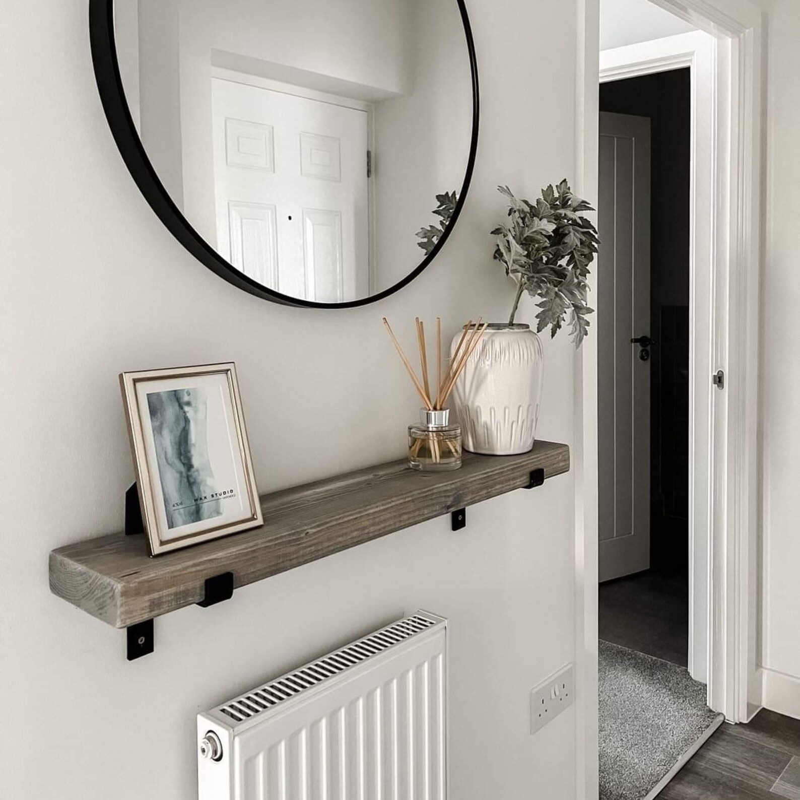 Rustic Radiator Shelf With Shelf Brackets - Etsy UK