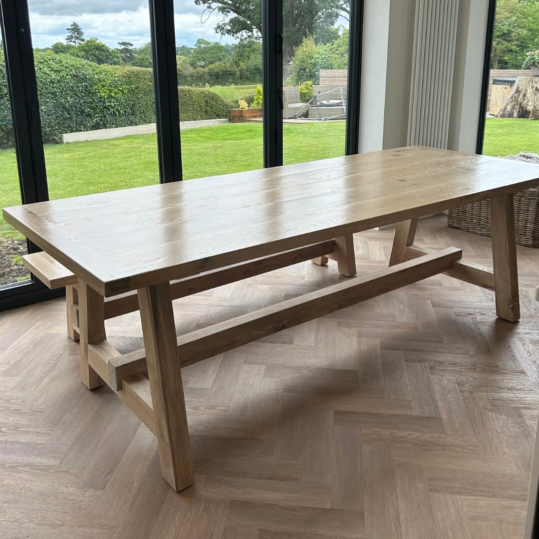 Boscobel - Solid Oak Trestle Dining Table - Thick Legs - Etsy Canada
