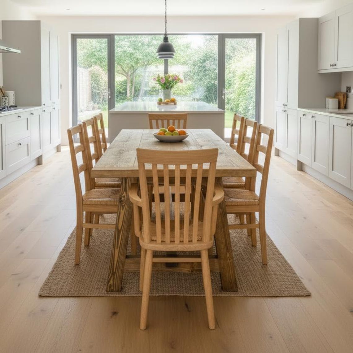 Rustic Pine Trestle Dining Table - Etsy UK